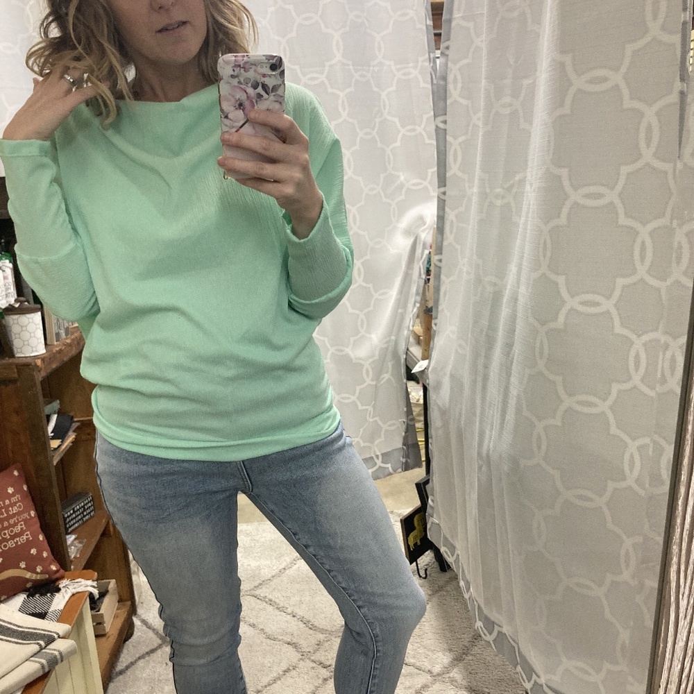 Mint dolman sleeve top